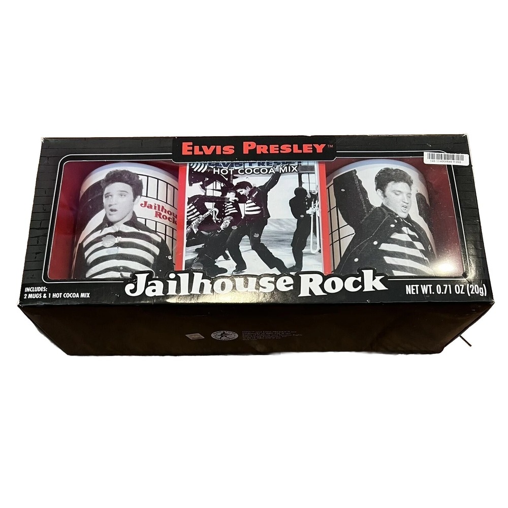 Elvis Collectible Coffee Mug Gift Set & Hot Cocoa Elvis Presley Jailhouse‎ Rock